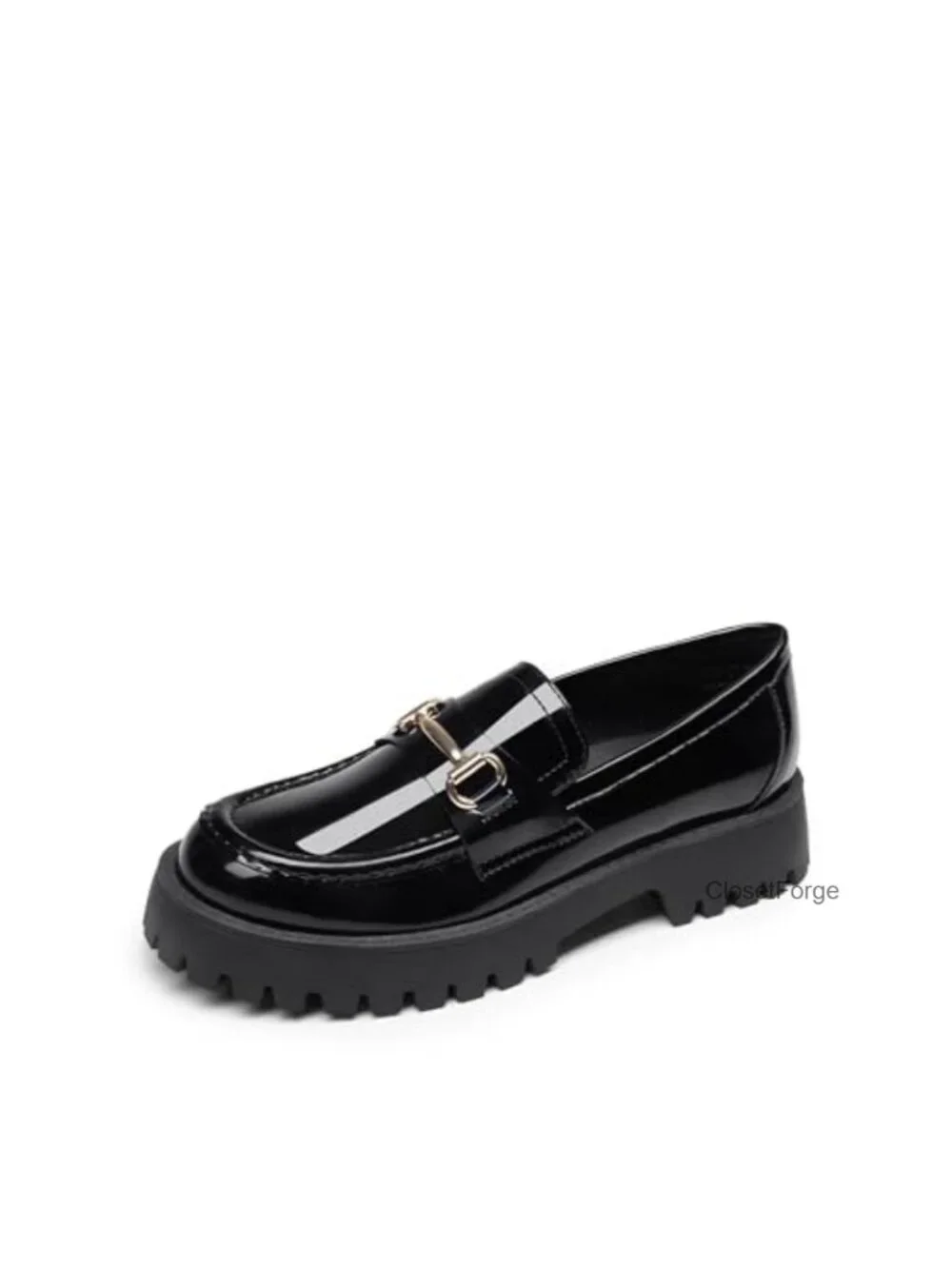 Chunky Platform Loafers for Women Slip-On Faux Leather
